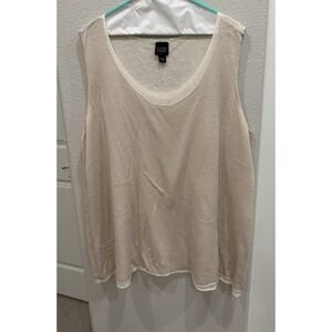 Eileen Fisher Woman 3X Sleevless Beige Sweater Tank Double Layer Wool Blend